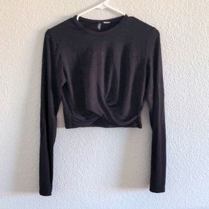 H&M Divided black twist crop top with long sleeves